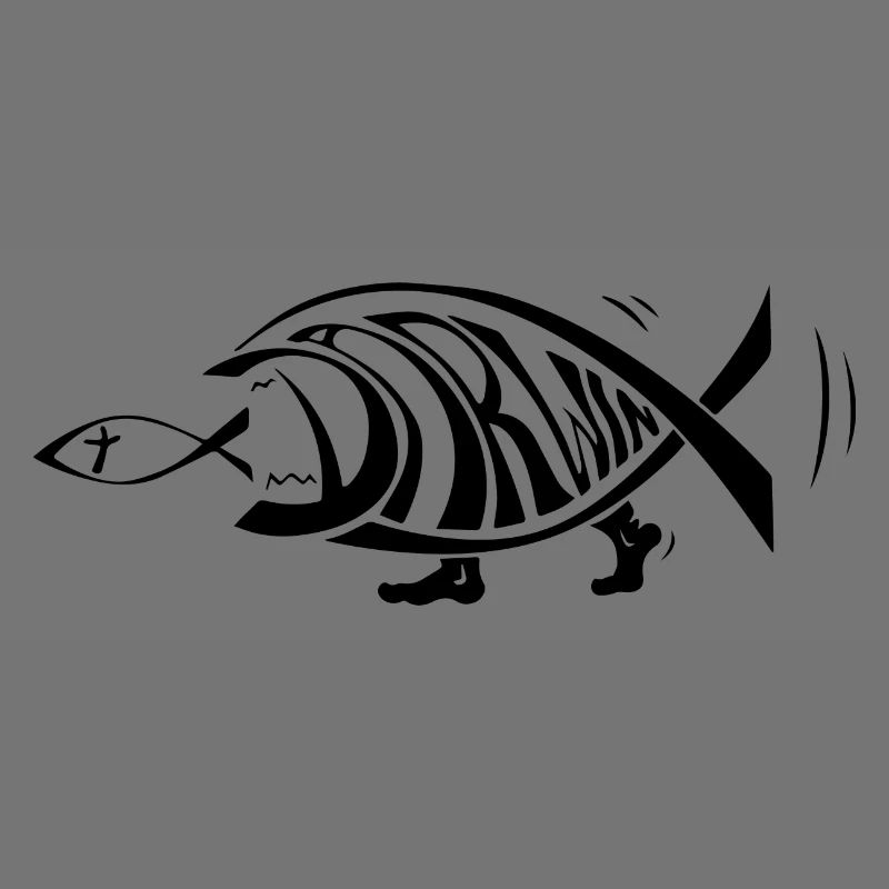 Darwin poisson mangeant des poissons de Jésus évolution drôle