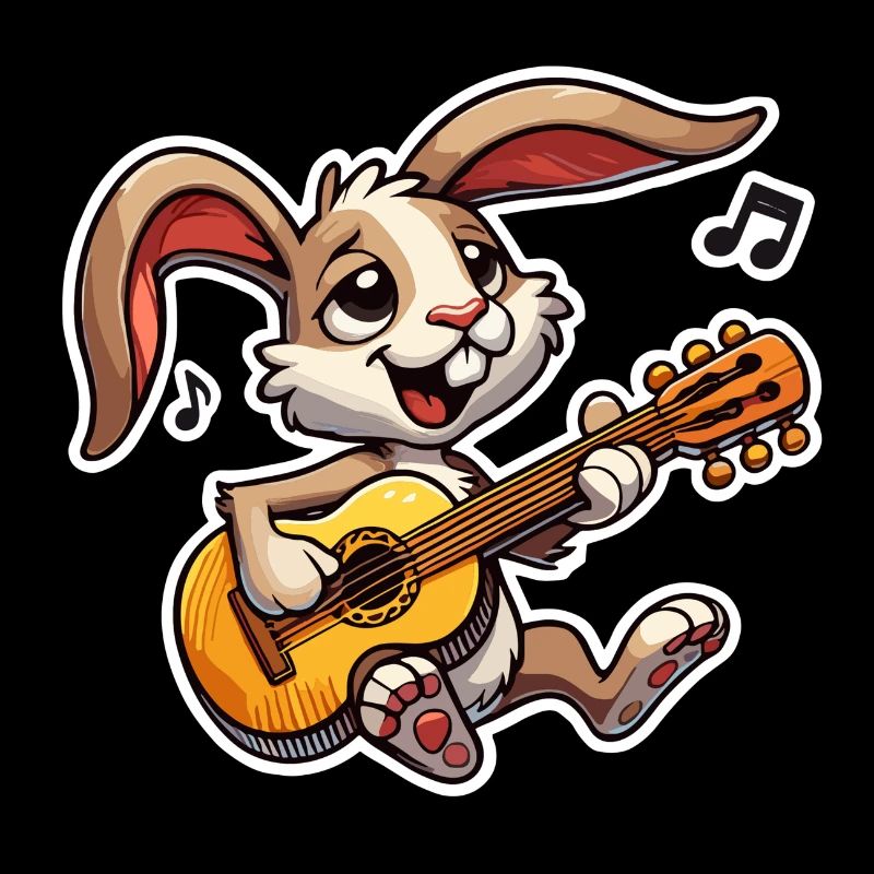 Rabbit joue de la guitare