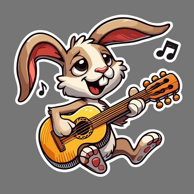 Rabbit joue de la guitare
