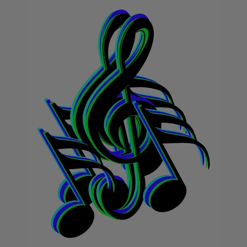 clef notes blue green