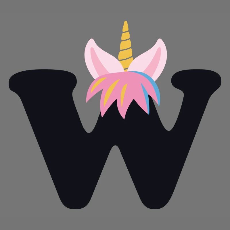 Einhorn-Buchstabe Regenbogenstyle "W" | be unique