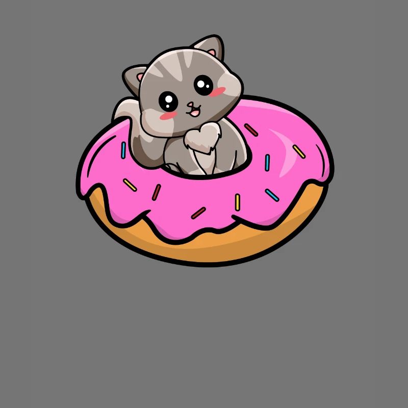 Kitty sitting inside a donut - Gray Tabby Cat
