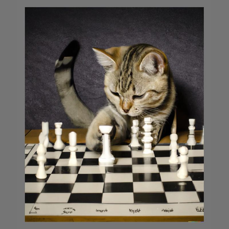 Le chat joue aux échecs