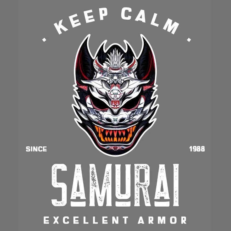 keep calm samurai since 1988 excellent armor