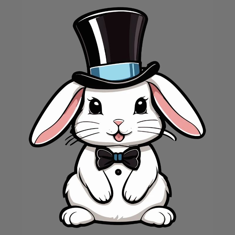 White Rabbit with a Hat and Bow Tie