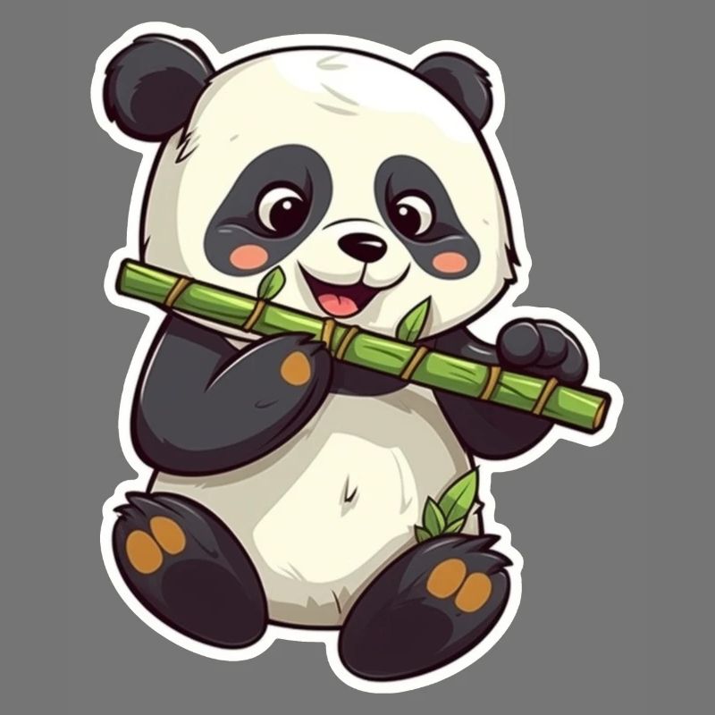 Panda mignon mangeant du bambou