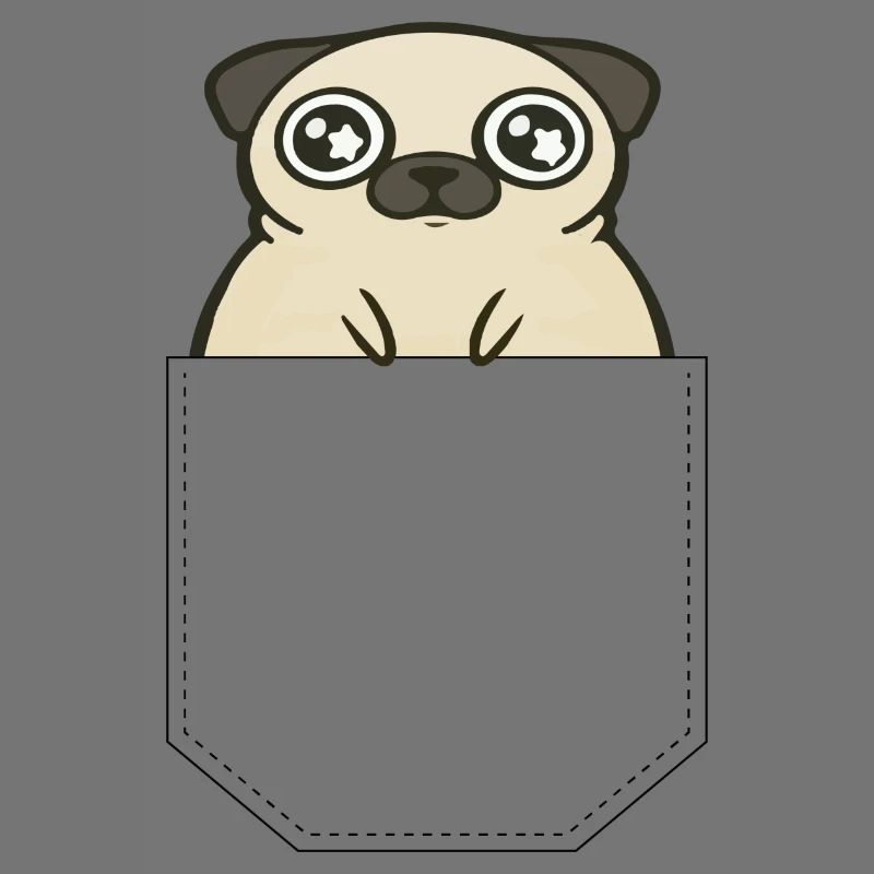 Brusttasche mit Mops Geschenk Idee