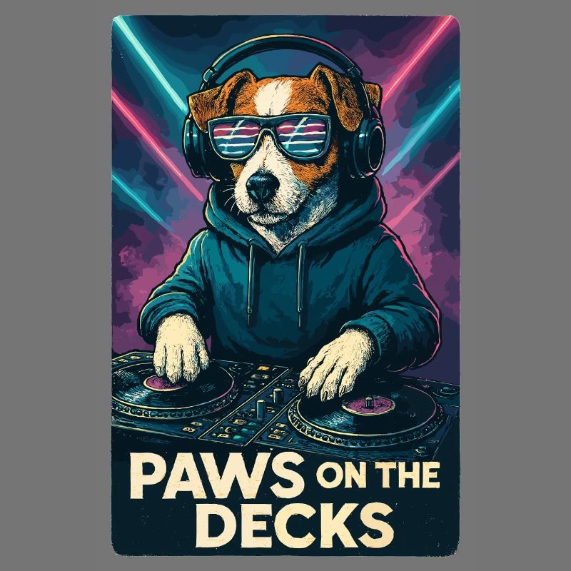 Jack Russell Terrier DJ Turntables Paws Techno
