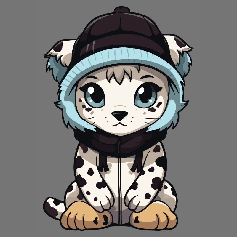 Léopard des neiges bébé léopard d’hiver