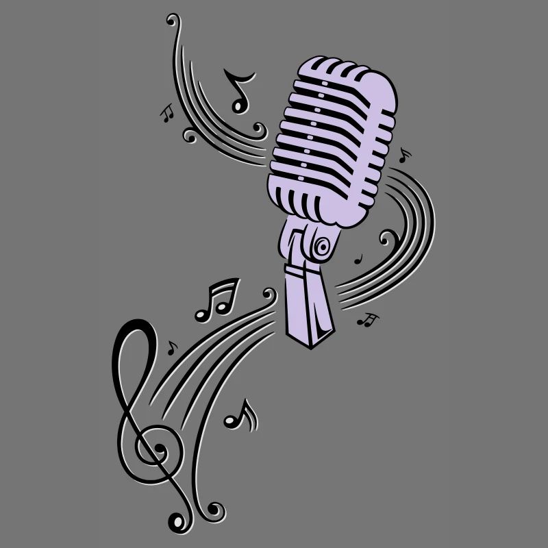 Music, clef with retro microphone