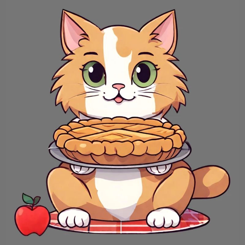Apple pie with Angora cat