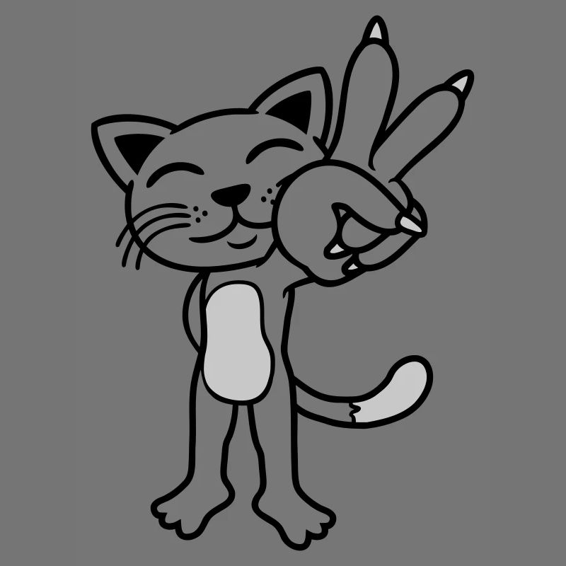 Peace Zeichen stehende Katze