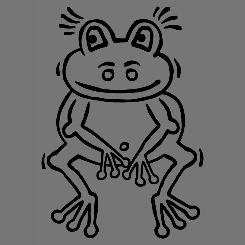 Drôle de grenouille dans l’attitude du penseur