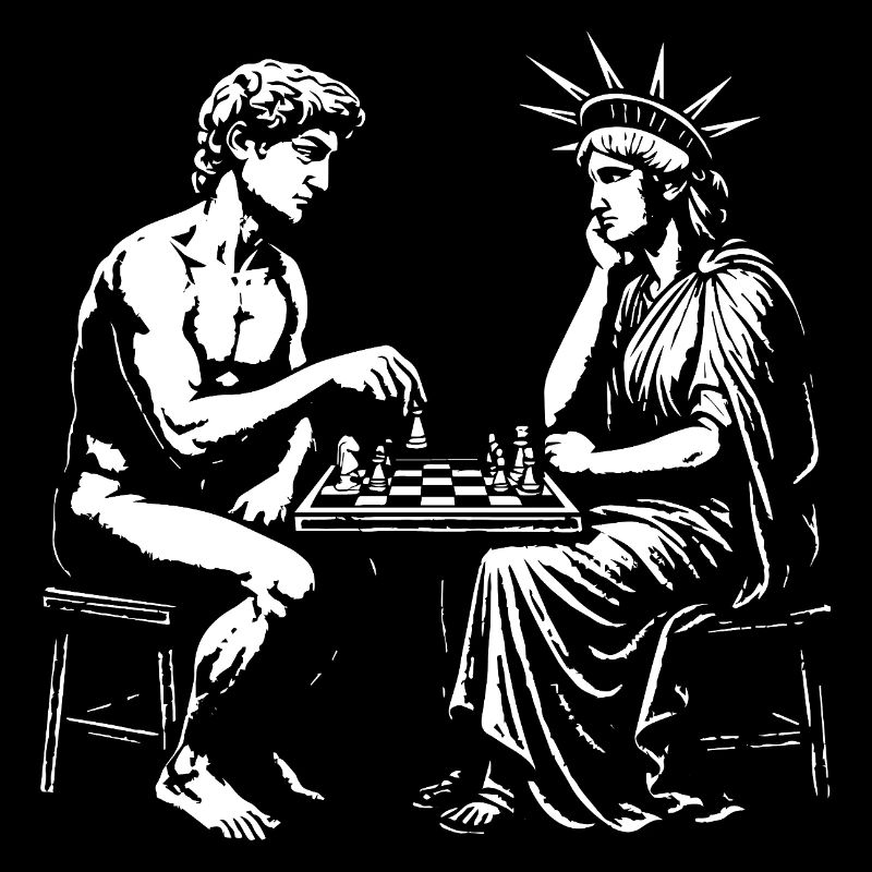 David joue aux échecs avec la Statue de la Liberté