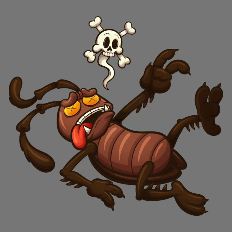 Cafard de dessin animé mort