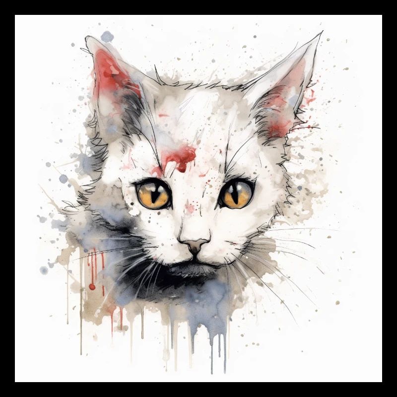 Distressed Grungy Punky Graffiti Cat XV