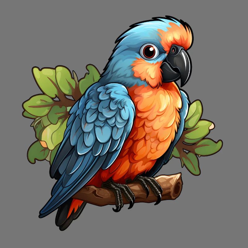 Parrot on a branch in comic book style