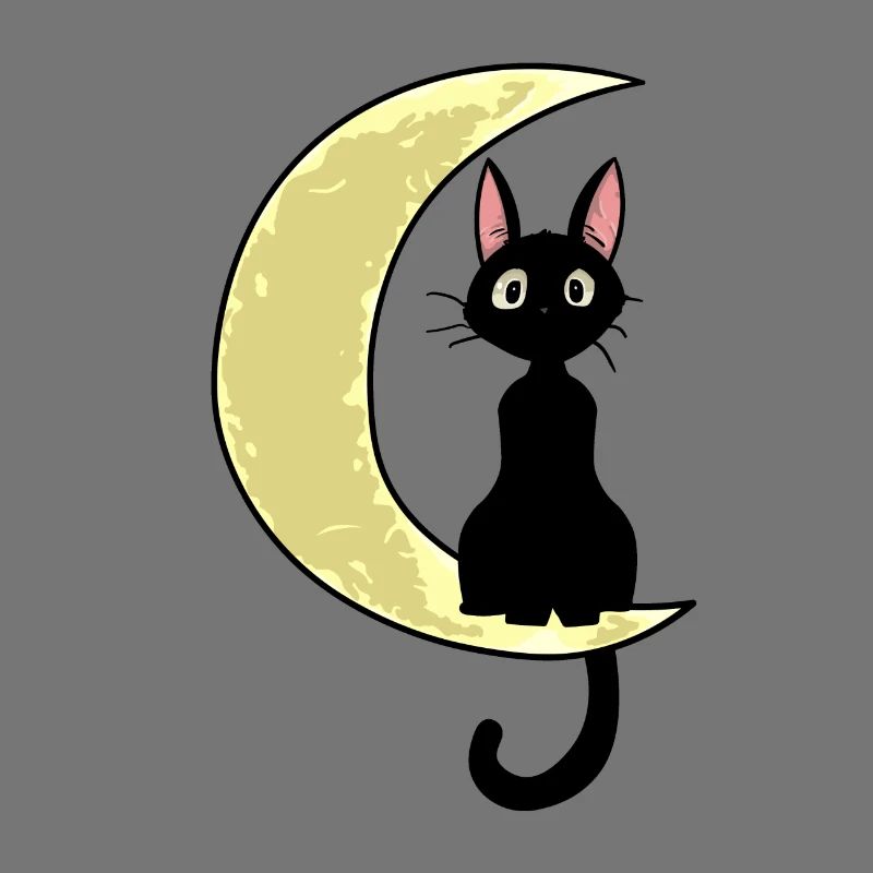 Cat sitting on half a moon