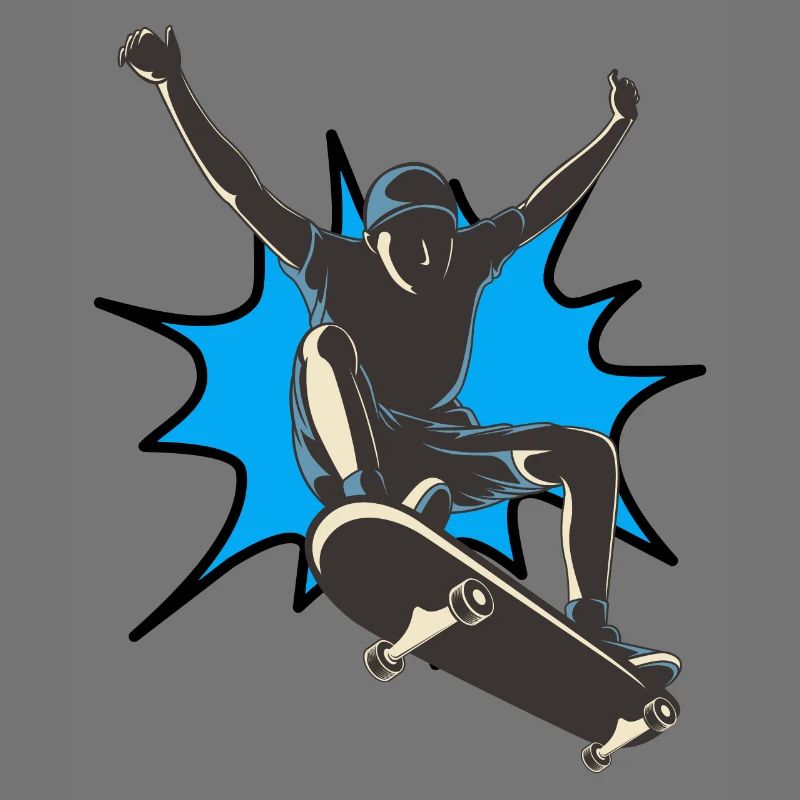 Explosion bleue de skateboard