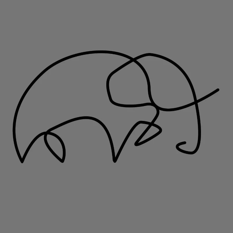 one line elephant black