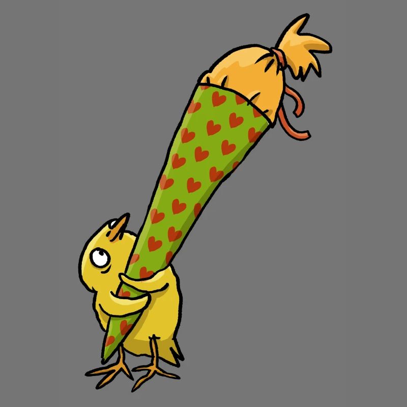 Chicks with school cone