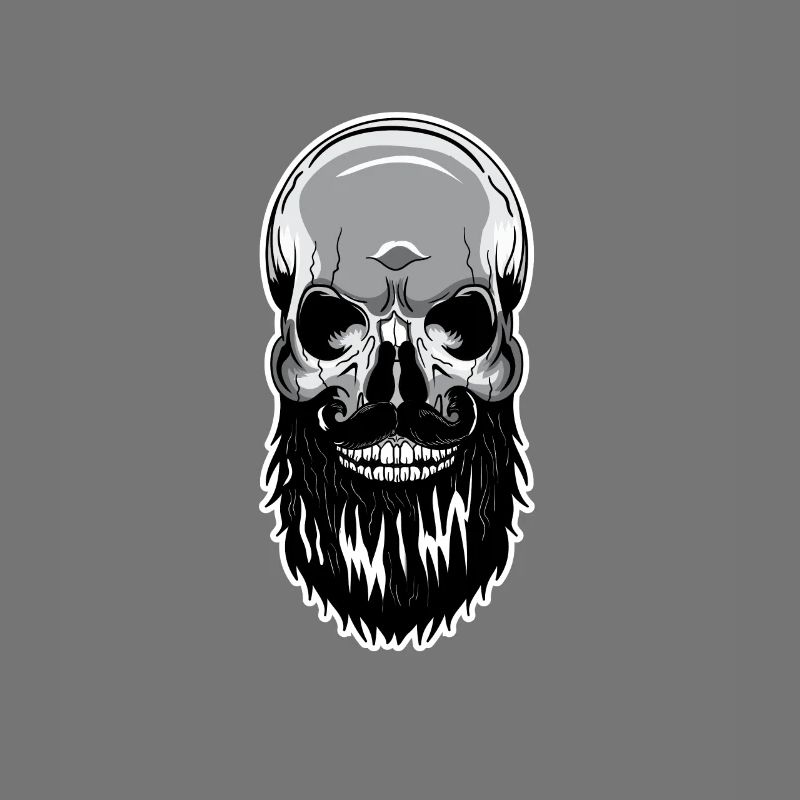 Skull beard bald head skeleton