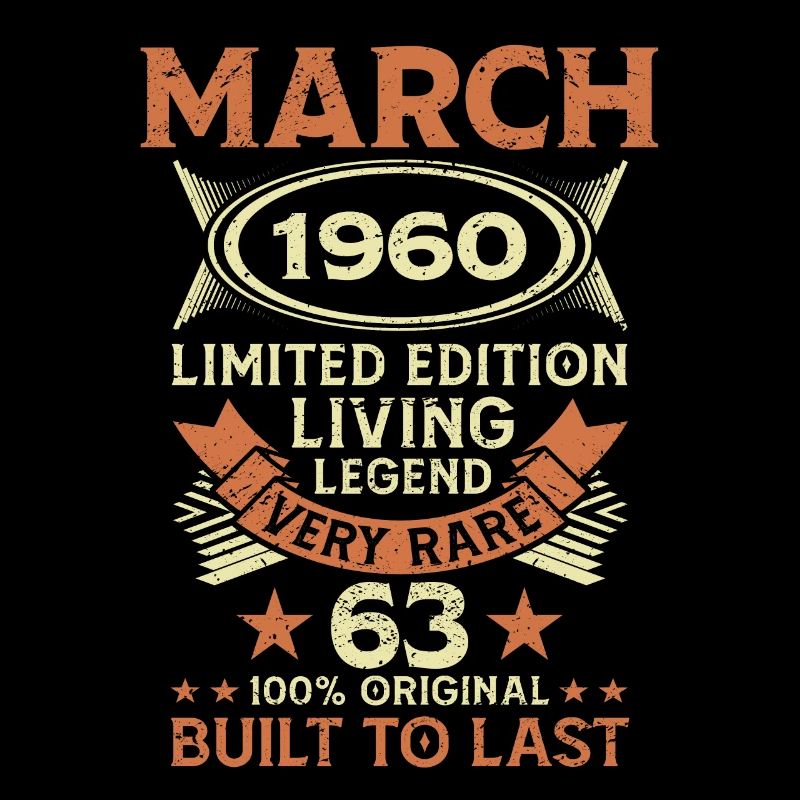 63rd birthday March Born in 1960 Gift idea
