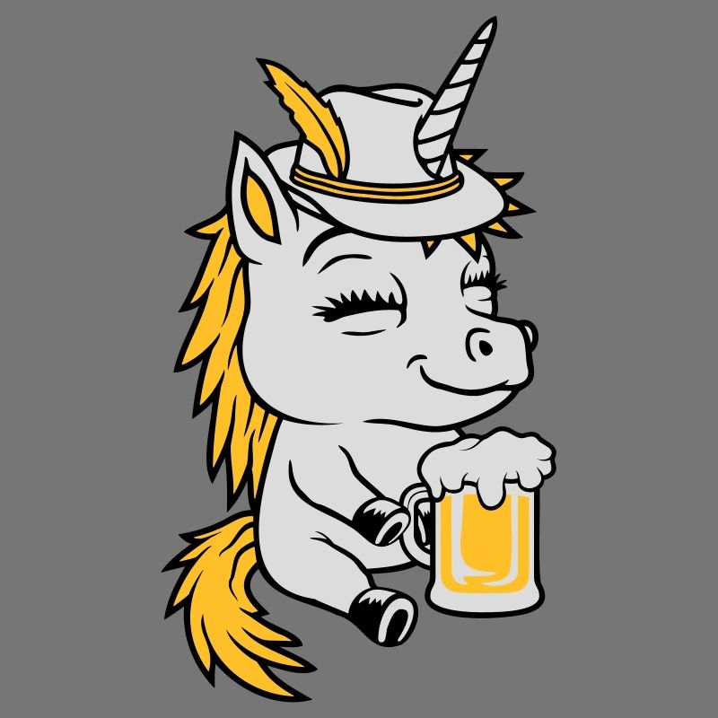 Bier trinkendes sitzendes Einhorn