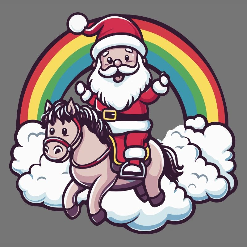 Pferd Weihnachtsmann Regenbogen