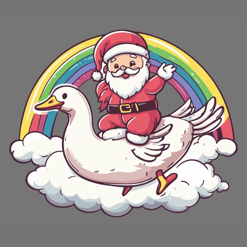 Gans Weihnachtsmann Regenbogen