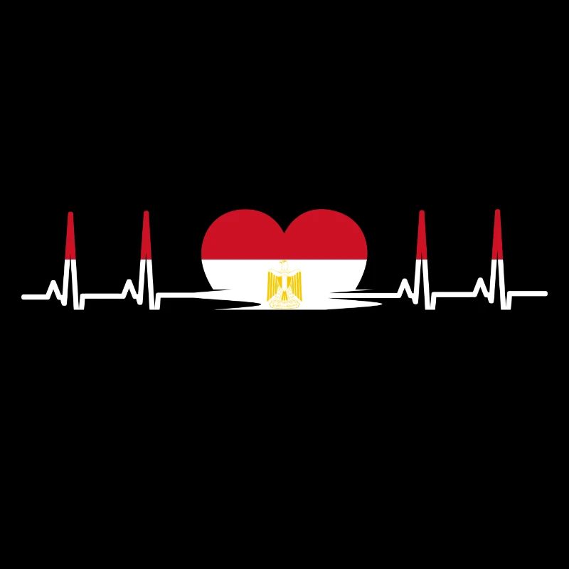 Drapeau egypte pulsation cardiaque impulsion sinusoïdale ECG coeur