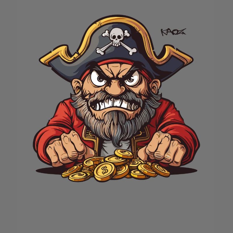 Argent des impôts Pirate de dessin animé cupide