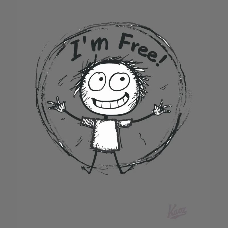 Strichmännchen-Figur: Ich bin frei!