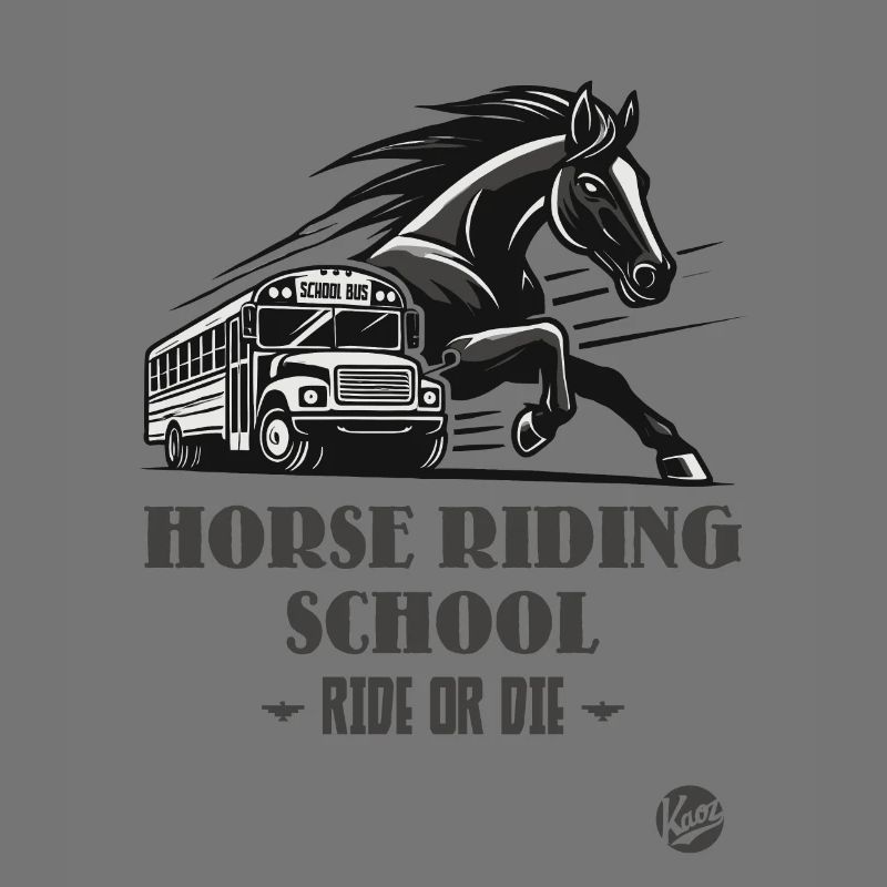 Reitschule "Reite oder Stirb", ein Pferde-Motiv
