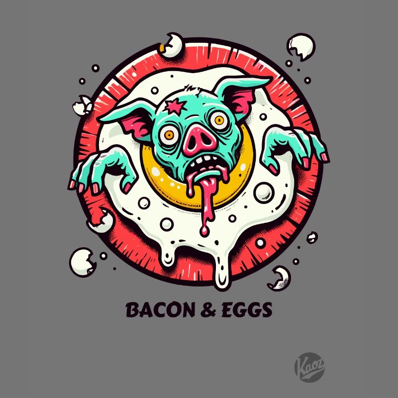 Fried egg and bacon pork for breakfast