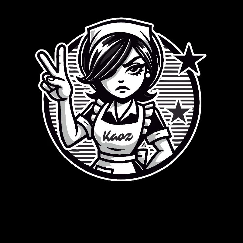 Cartoon-Mädchen mit Peace-Zeichen