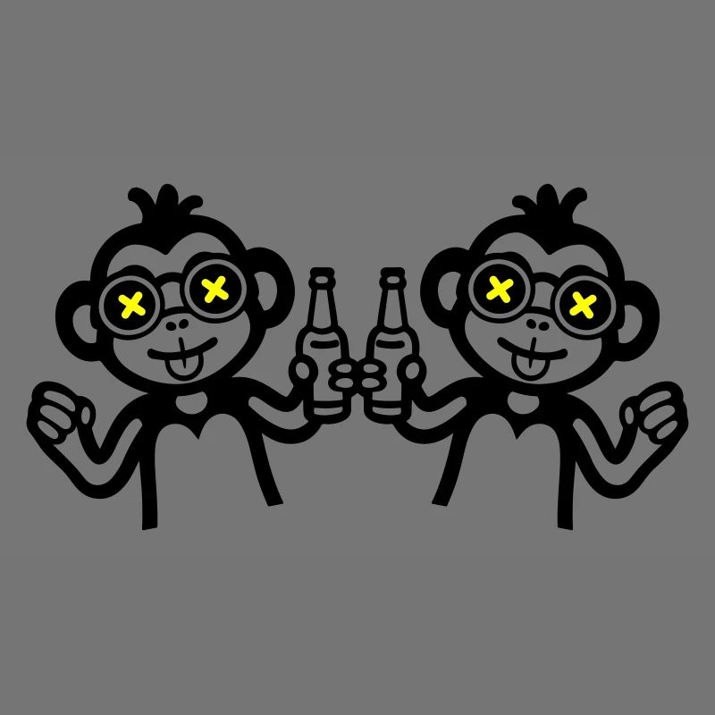 Monkeys Drinking Team Beer