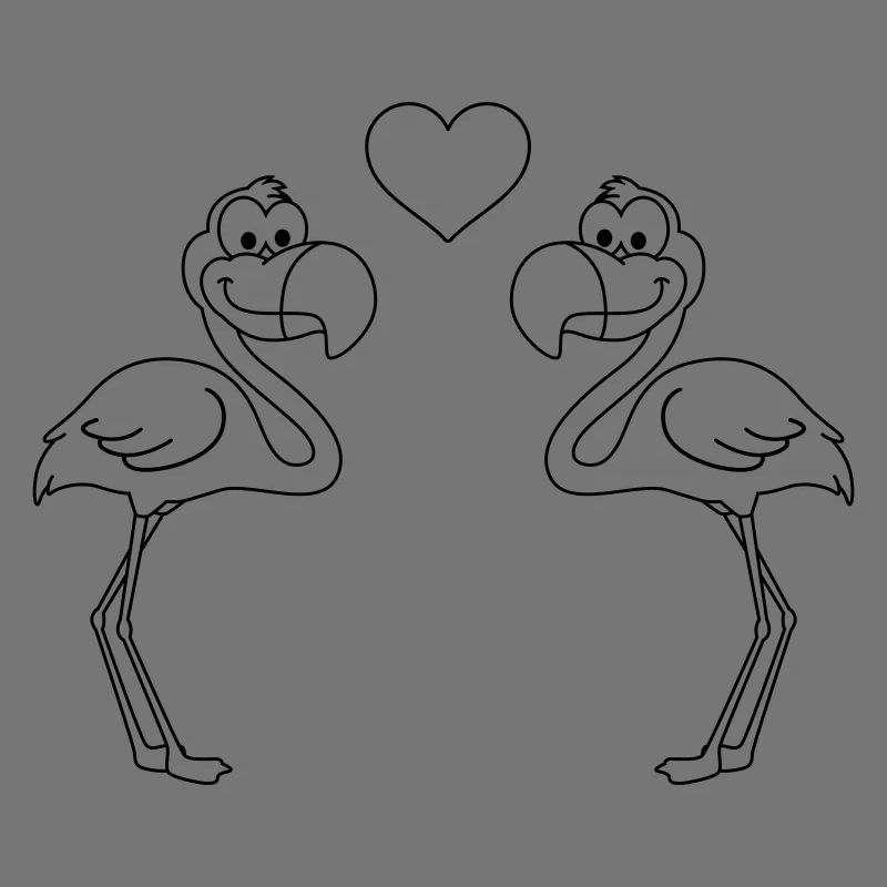 Flamingo Comic Paar liebe