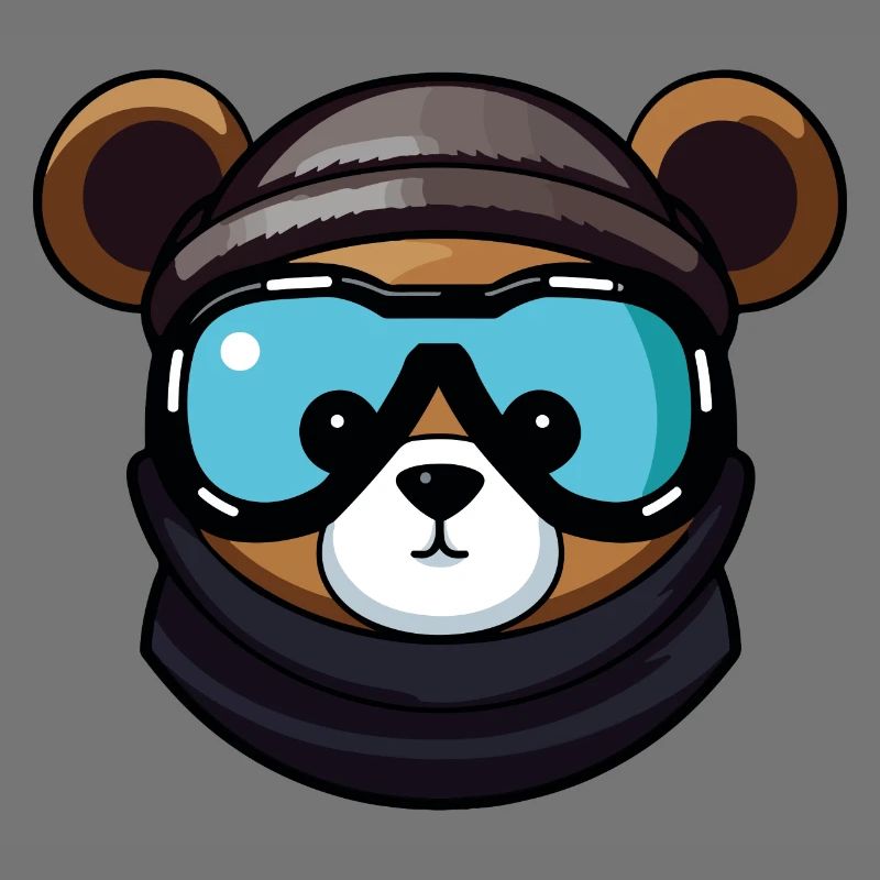 Bear Snowboard Ski Goggles Comic