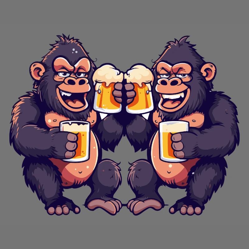 Gorilla Comic Bier Lustig Saufen