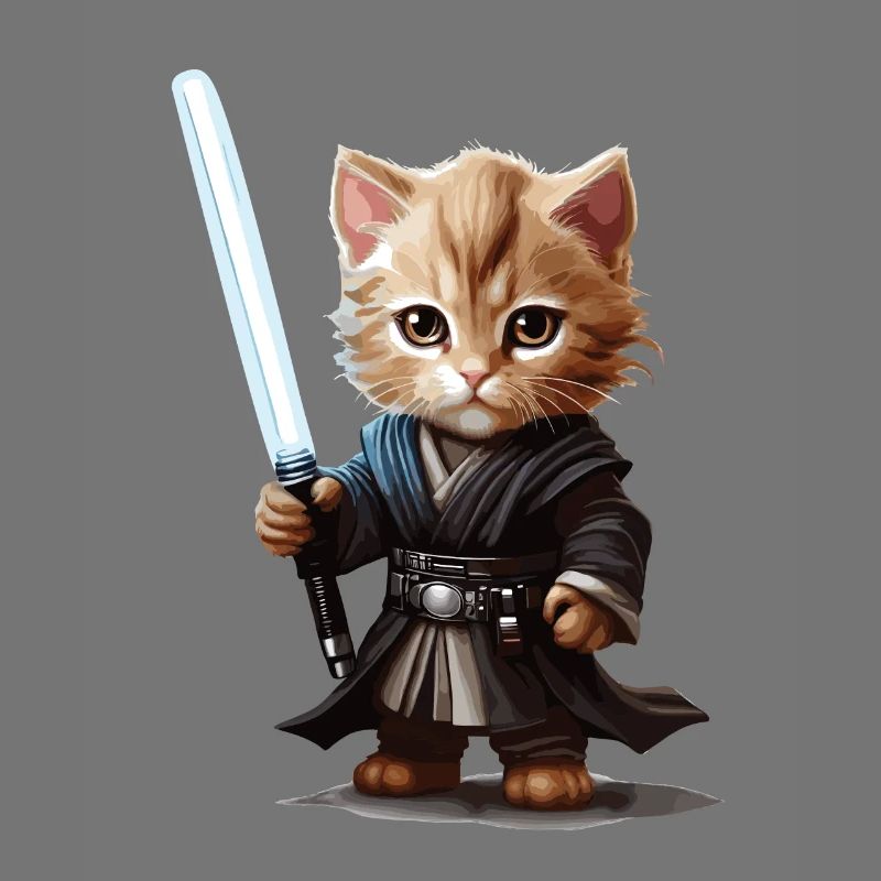 Chat mignon avec un sabre laser