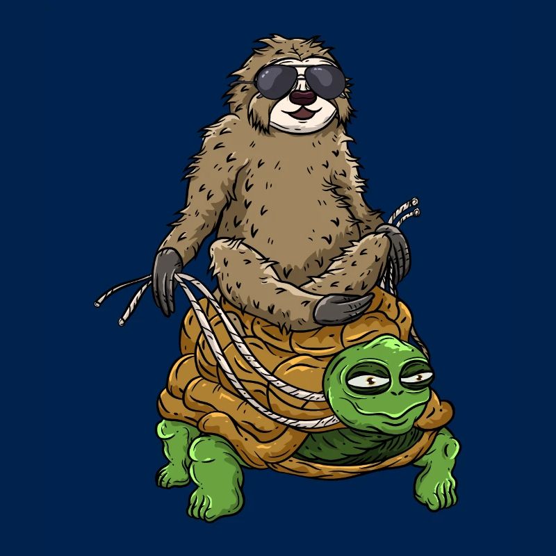 Sloth on turtle