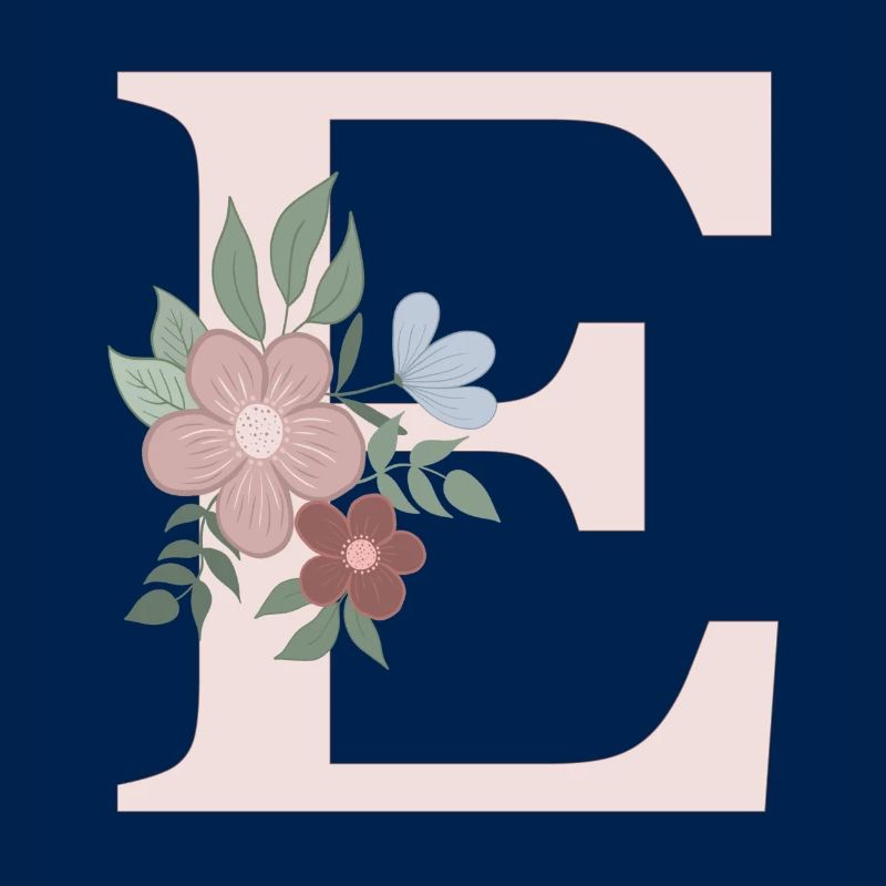 Buchstabe E mit Blume rosa
