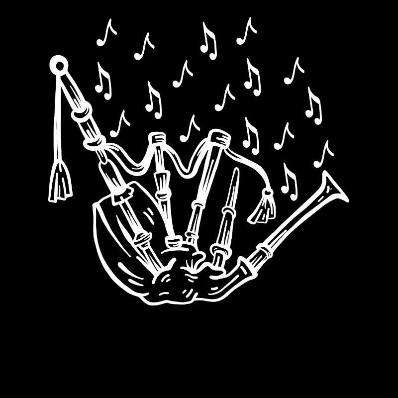 Cornemuse avec notes de musique Lecteur de cornemuse Joueur de cornemuse