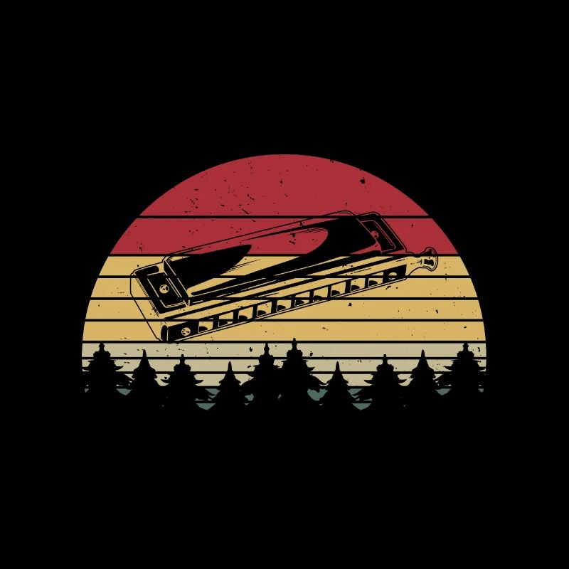 Retro With A Harmonica Harmonica Player Musician H