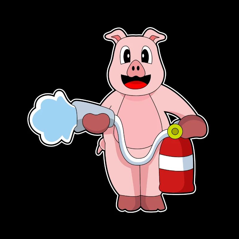 Pig Firefighter Fire Hose