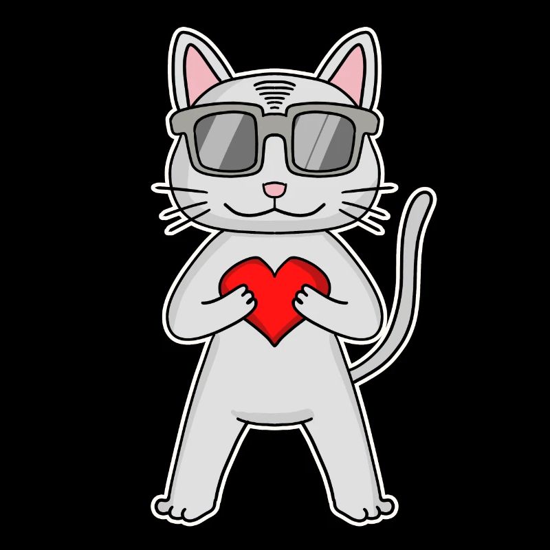 Chat avec coeur et lunettes - Devon Rex