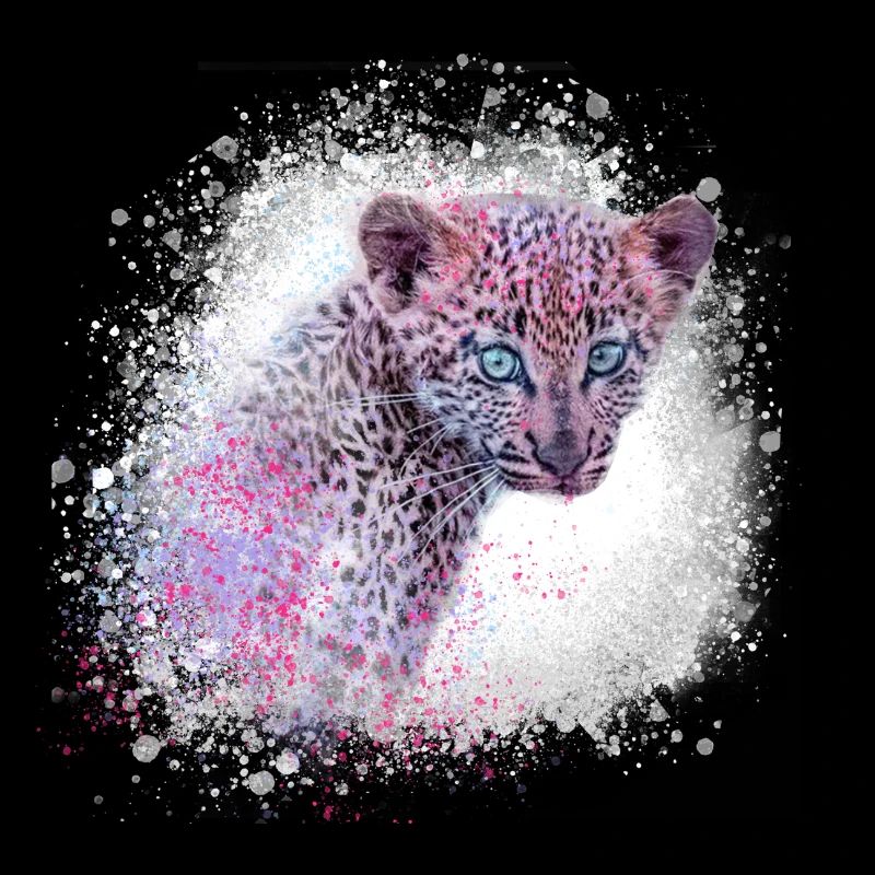 léopard, chat, chat sauvage, graffiti, peinture, vert