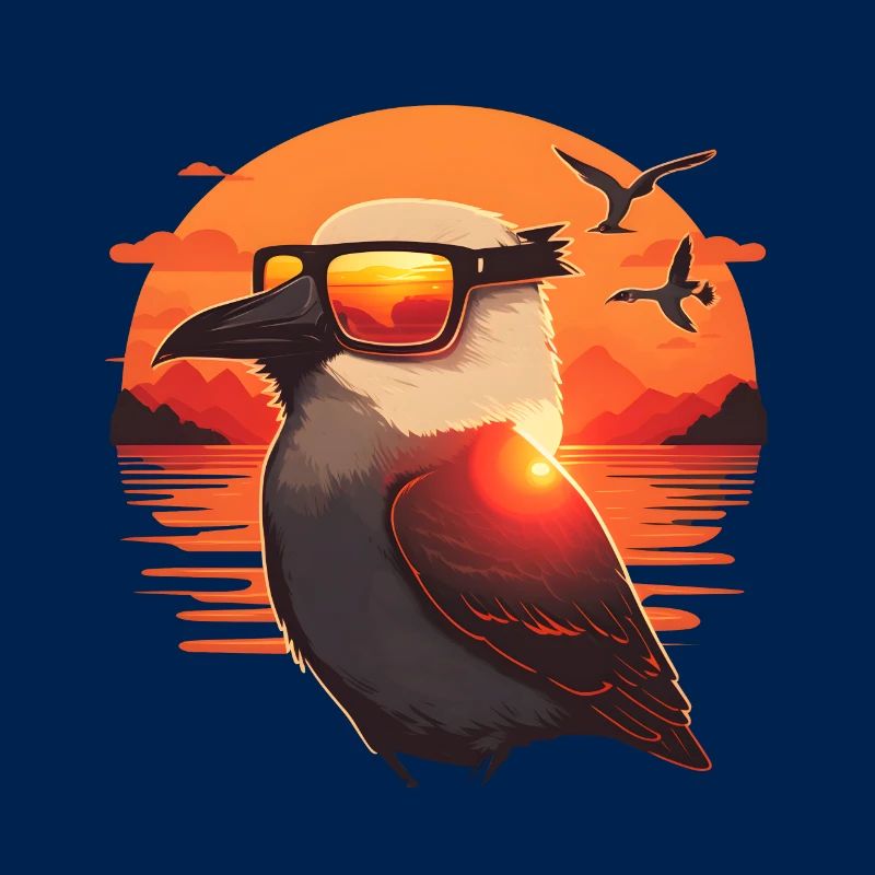 Synthwave Gull sunset