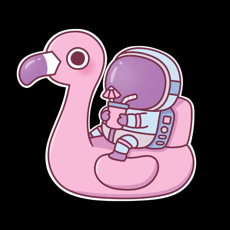 Funny Astronaut Chilling On Flamingo Pool Float